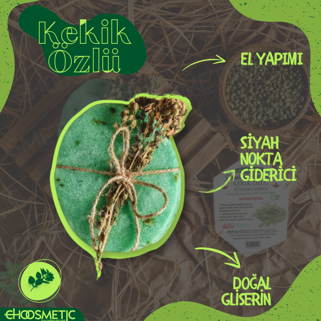 Aktürk Osmanli Sabuni - El Yapımı Doğal Gliserinli Kekik Özlü Süngerli Sabun