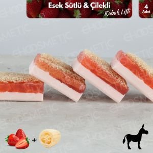 Aktürk Osmanli Sabuni - Eşek Sütlü & Çilekli Kabak Lifli Sabun (4 Adet)