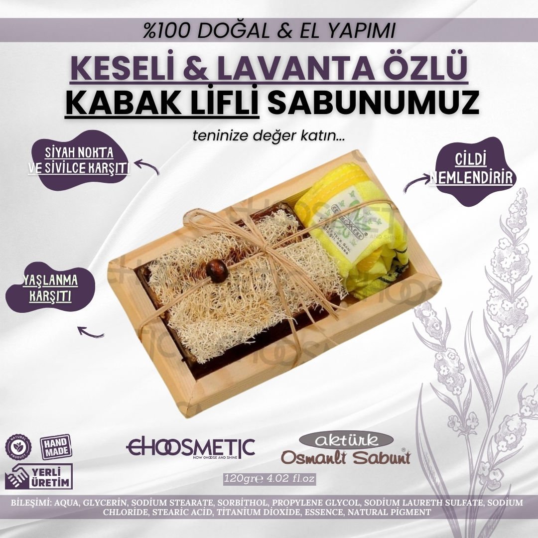 Aktürk Osmanli Sabuni - Keseli Lavanta Özlü Kabak Lifli Sabun