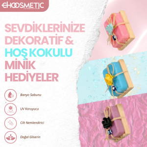 Aktürk Osmanli Sabuni - Dekoratif Ahşap Mini Sabun Seti (Mor, Mavi, Pembe)