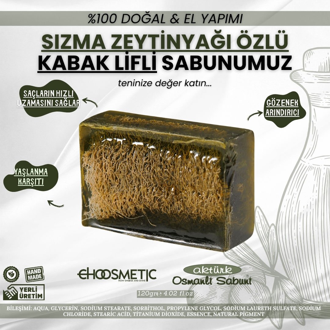 Aktürk Osmanli Sabuni - Zeytinyağı Özlü Kabak Lifli Selülit Sabunu